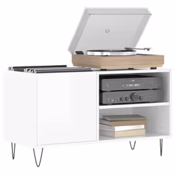 vidaXL Record Cabinet Record Storage Cabinet Sideboard White Engineered Wood - high gloss white - Additional view 2