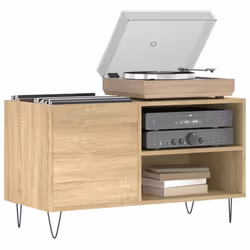 vidaXL Record Cabinet Record Storage Cabinet Sideboard White Engineered Wood - sonoma oak - Additional view 2
