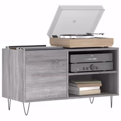 vidaXL Record Cabinet Record Storage Cabinet Sideboard White Engineered Wood - grey sonoma - Additional view 2