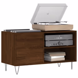 vidaXL Record Cabinet Record Storage Cabinet Sideboard White Engineered Wood - brown oak - Additional view 2