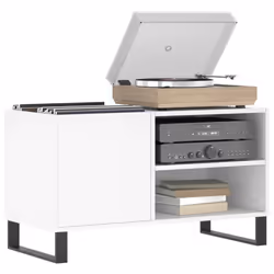 vidaXL Record Cabinet Record Storage Cabinet Sideboard White Engineered Wood - white