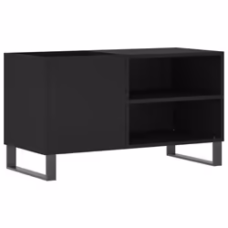 vidaXL Record Cabinet Record Storage Cabinet Sideboard White Engineered Wood - black