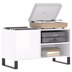 vidaXL Record Cabinet Record Storage Cabinet Sideboard White Engineered Wood - high gloss white - Additional view 2