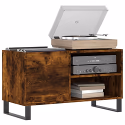 vidaXL Record Cabinet Record Storage Cabinet Sideboard White Engineered Wood - smoked oak - Additional view 2