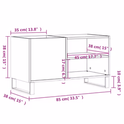 vidaXL Record Cabinet Record Storage Cabinet Sideboard White Engineered Wood - grey sonoma