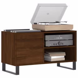 vidaXL Record Cabinet Record Storage Cabinet Sideboard White Engineered Wood - brown oak - Additional view 2