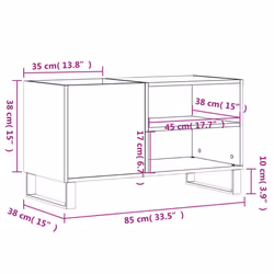 vidaXL Record Cabinet Record Storage Cabinet Sideboard White Engineered Wood - brown oak - Additional view 8