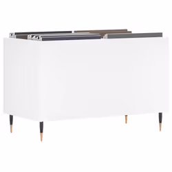 vidaXL Record Cabinet Record Storage Cabinet Sideboard White Engineered Wood - white