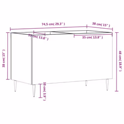 vidaXL Record Cabinet Record Storage Cabinet Sideboard White Engineered Wood - grey sonoma - Additional view 3
