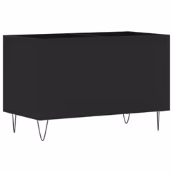 vidaXL Record Cabinet Record Storage Cabinet Sideboard White Engineered Wood - black