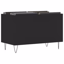 vidaXL Record Cabinet Record Storage Cabinet Sideboard White Engineered Wood - black