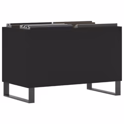 vidaXL Record Cabinet Vinyl Record Storage Cabinet Grey Sonoma Engineered Wood - black