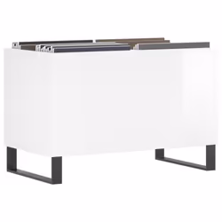 vidaXL Record Cabinet Vinyl Record Storage Cabinet Grey Sonoma Engineered Wood - high gloss white