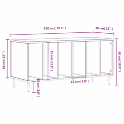 vidaXL Record Cabinet Record Storage Cabinet High Gloss White Engineered Wood - white - Additional view 8