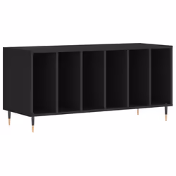 vidaXL Record Cabinet Record Storage Cabinet High Gloss White Engineered Wood - black