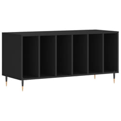 vidaXL Record Cabinet Record Storage Cabinet High Gloss White Engineered Wood - black