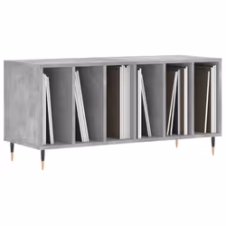 vidaXL Record Cabinet Record Storage Cabinet High Gloss White Engineered Wood - concrete grey