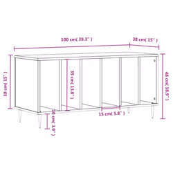vidaXL Record Cabinet Record Storage Cabinet High Gloss White Engineered Wood - grey sonoma - Additional view 8