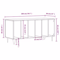 vidaXL Record Cabinet Record Storage Cabinet Sideboard White Engineered Wood - white