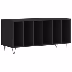 vidaXL Record Cabinet Record Storage Cabinet Sideboard White Engineered Wood - black
