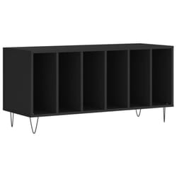 vidaXL Record Cabinet Record Storage Cabinet Sideboard White Engineered Wood - black