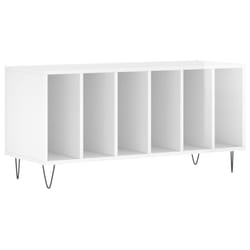 vidaXL Record Cabinet Record Storage Cabinet Sideboard White Engineered Wood - high gloss white