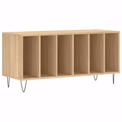 vidaXL Record Cabinet Record Storage Cabinet Sideboard White Engineered Wood - sonoma oak