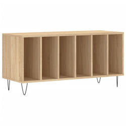 vidaXL Record Cabinet Record Storage Cabinet Sideboard White Engineered Wood - sonoma oak