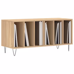 vidaXL Record Cabinet Record Storage Cabinet Sideboard White Engineered Wood - sonoma oak