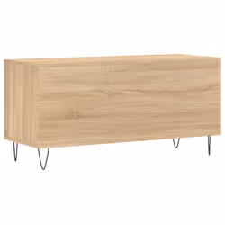 vidaXL Record Cabinet Record Storage Cabinet Sideboard White Engineered Wood - sonoma oak - Additional view 5