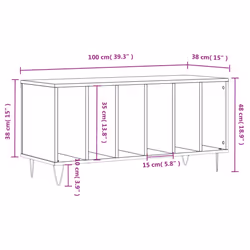 vidaXL Record Cabinet Record Storage Cabinet Sideboard White Engineered Wood - sonoma oak - Additional view 8