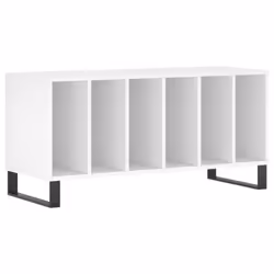 vidaXL Record Cabinet Record Storage Cabinet Sideboard White Engineered Wood - white