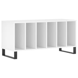 vidaXL Record Cabinet Record Storage Cabinet Sideboard White Engineered Wood - white