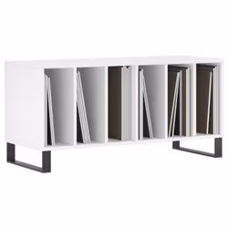 vidaXL Record Cabinet Record Storage Cabinet Sideboard White Engineered Wood - white