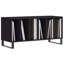 vidaXL Record Cabinet Record Storage Cabinet Sideboard White Engineered Wood - black - Additional view 2