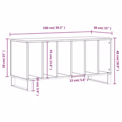 vidaXL Record Cabinet Record Storage Cabinet Sideboard White Engineered Wood - black - Additional view 8