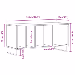 vidaXL Record Cabinet Record Storage Cabinet Sideboard White Engineered Wood - grey sonoma - Additional view 8