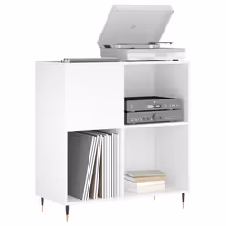 vidaXL Record Cabinet Record Storage Cabinet Sideboard White Engineered Wood