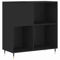 vidaXL Record Cabinet Record Storage Cabinet Sideboard White Engineered Wood - black