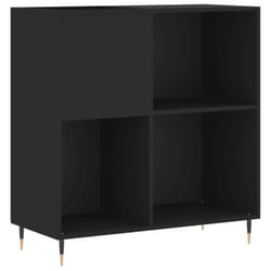 vidaXL Record Cabinet Record Storage Cabinet Sideboard White Engineered Wood - black