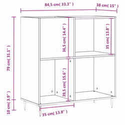 vidaXL Record Cabinet Record Storage Cabinet Sideboard White Engineered Wood - black