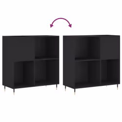 vidaXL Record Cabinet Record Storage Cabinet Sideboard White Engineered Wood - black - Additional view 6