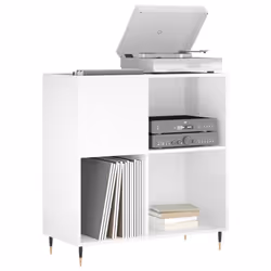 vidaXL Record Cabinet Record Storage Cabinet Sideboard White Engineered Wood - high gloss white - Additional view 2