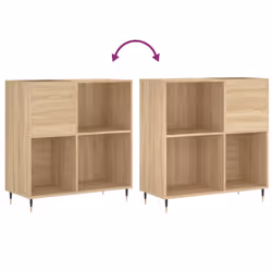 vidaXL Record Cabinet Record Storage Cabinet Sideboard White Engineered Wood - sonoma oak - Additional view 6