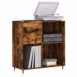 vidaXL Record Cabinet Record Storage Cabinet Sideboard White Engineered Wood - smoked oak - Additional view 2