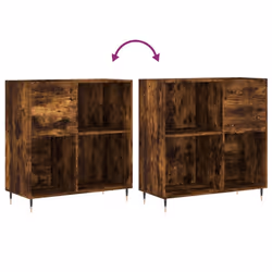 vidaXL Record Cabinet Record Storage Cabinet Sideboard White Engineered Wood - smoked oak - Additional view 6