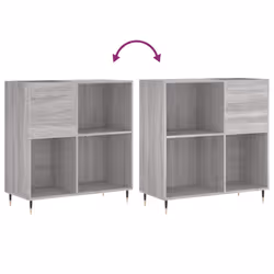 vidaXL Record Cabinet Record Storage Cabinet Sideboard White Engineered Wood - grey sonoma - Additional view 6