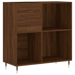 vidaXL Record Cabinet Record Storage Cabinet Sideboard White Engineered Wood - brown oak