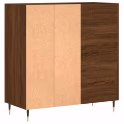 vidaXL Record Cabinet Record Storage Cabinet Sideboard White Engineered Wood - brown oak - Additional view 5