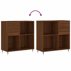 vidaXL Record Cabinet Record Storage Cabinet Sideboard White Engineered Wood - brown oak - Additional view 6